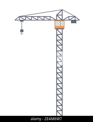 Gru da cantiere. Illustrazione vettoriale isolata in stile piatto Illustrazione Vettoriale