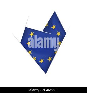 Il cuore è stato abbozzato con la bandiera dell'Unione europea Illustrazione Vettoriale