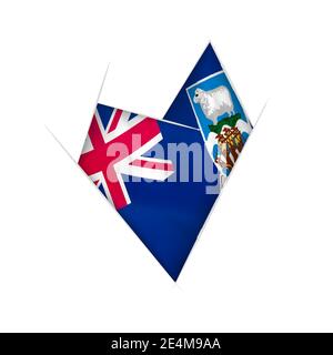 Abbozzato cuore storto con bandiera delle Isole Falkland Illustrazione Vettoriale