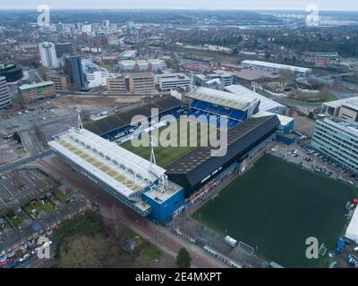 Vista aerea dello stadio Portman Road di Ipswich Town - Ipswich Town contro Peterborough United, Sky Bet League One, Portman Road, Ipswich, Regno Unito - 23 gennaio 2021 Foto Stock