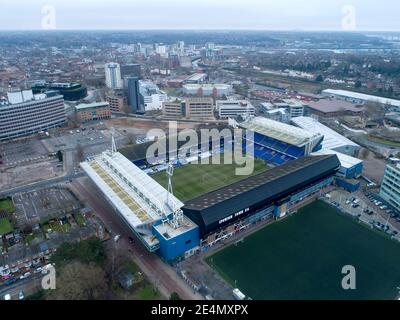 Vista aerea dello stadio Portman Road di Ipswich Town - Ipswich Town contro Peterborough United, Sky Bet League One, Portman Road, Ipswich, Regno Unito - 23 gennaio 2021 Foto Stock