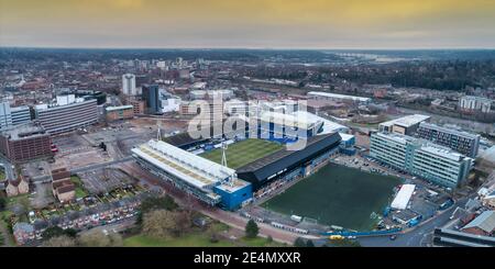 Vista aerea dello stadio Portman Road di Ipswich Town - Ipswich Town contro Peterborough United, Sky Bet League One, Portman Road, Ipswich, Regno Unito - 23 gennaio 2021 Foto Stock