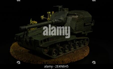 US 203 mm Panzerhuubitze M 55 Modell im Maßstab H0 - US 203mm Self-Propelled Artiglieria - modello in scala 1:87 Foto Stock