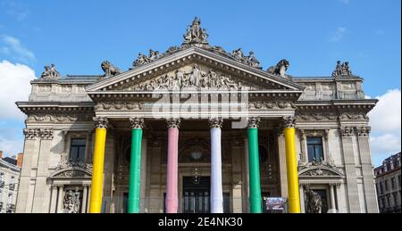 Brussels Stock Exchange, Euronext Bruxelles, edificio Bourse de Bruxelles a Bruxelles, Belgio Foto Stock