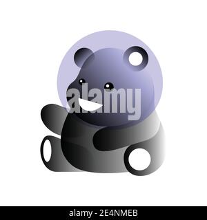 Panda vettoriale in stile gradiente. Arte digitale Illustrazione Vettoriale