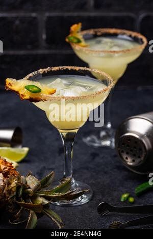 Margarita con ananas e jalapeno Foto Stock