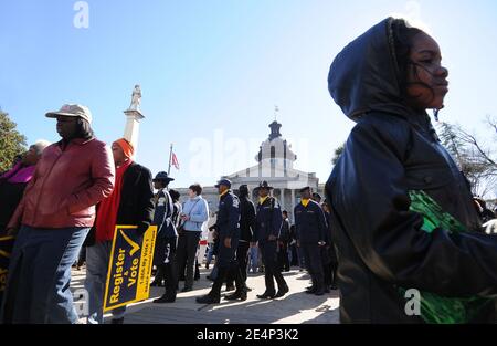 Rally organizzato dalla National Association for the Advancement of Coloured People (NAACP) in occasione del Martin Luther King Jr Day, presso il campidoglio di Columbia, SC, USA, il 21 gennaio 2008. Foto di Olivier Douliery/ABACAPRESS.COM Foto Stock