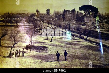 Mendoza - Plaza Pedro del Castillo luego del terremuto de 1861. Foto Stock