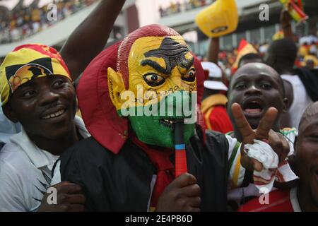 Tifosi del Ghana durante la partita di calcio della Coppa Africana delle Nazioni, Ghana contro Marocco ad Accra, Ghana, il 28 gennaio 2008. Il Ghana ha vinto il gioco 2-0. Foto di Steeve McMay/Cameleon/ABACAPRESS.COM Foto Stock