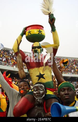 Tifosi del Ghana durante la partita di calcio della Coppa Africana delle Nazioni, Ghana contro Marocco ad Accra, Ghana, il 28 gennaio 2008. Il Ghana ha vinto il gioco 2-0. Foto di Steeve McMay/Cameleon/ABACAPRESS.COM Foto Stock