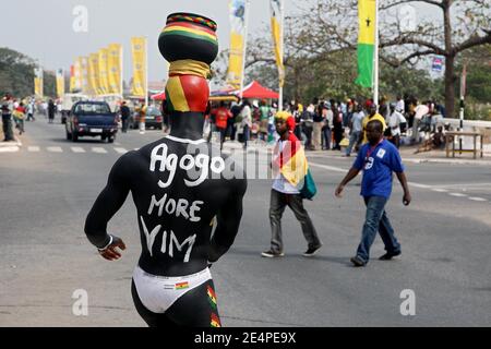 Fan di Agogo Manuel durante la Coppa Africana delle Nazioni, quarti di finale, partita di calcio, Ghana contro Nigeria ad Accra, Ghana, il 3 febbraio 2008. Il Ghana ha vinto 2-1. Foto di Steeve McMay/Cameleon/ABACAPRESS.COM Foto Stock