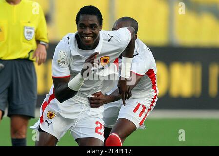 Mateus Alberto dell'Angola celebra il suo obiettivo durante la Coppa Africana delle Nazioni, quarto finale di partita di calcio, Egitto vs Angola a Kumasi, Ghana il 4 febbraio 2008. L'Egitto ha vinto 2-1. Foto di Steeve McMay/Cameleon/ABACAPRESS.COM Foto Stock