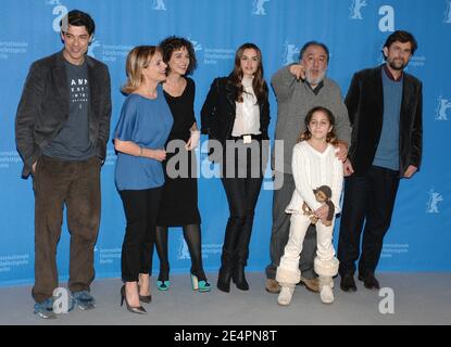 Il regista Antonello Grimaldi e i membri del cast Valeria Golino, Isabella Ferrari, Nanni Moretti, Alessandro Gassman, Kasia Smutniak e Blu di Martino posano per le foto durante la fotocellula 'Quiet Chaos' al 13 febbraio 2008 del Festival annuale del Cinema di Berlino, in Germania. Foto di Nicolas Khayat/ABACAPRESS.COM Foto Stock