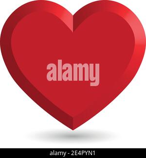 Cuore rosso. Oggetto vettoriale 3D con ombreggiatura. Illustrazione Vettoriale