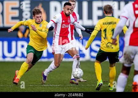 SITTARD, PAESI BASSI - GENNAIO 24: Fiammingo ziano di Fortuna Sittard, Noussir Mazraoui di Ajax durante la partita olandese di Eredivisie tra Fortuna Sittar Foto Stock