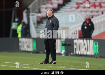 MIDDLESBROUGH, INGHILTERRA. 24 GENNAIO, il manager di Middesbrough Neil Warnock durante la partita del campionato Sky Bet tra Middlesbrough e Blackburn Rover al Riverside Stadium di Middlesbrough domenica 24 gennaio 2021. (Credit: Mark Fletcher | MI News) Credit: MI News & Sport /Alamy Live News Foto Stock