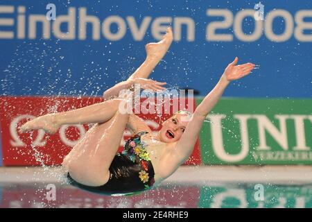 La squadra della Repubblica Ceca compete sul nuoto sincronizzato di routine libero di squadra durante il 29° campionato europeo di nuoto, a Eindhoven, Paesi Bassi, il 16 marzo 2008. Foto di Nicolas Gouhier/Cameleon/ABACAPRESS.COM Foto Stock