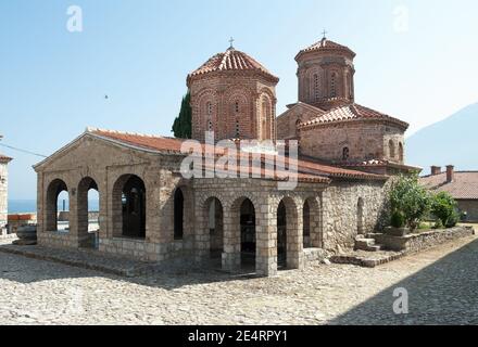 Il monastero di Sveti Naum sul lago Ohrid, a sud della città di Ohrid, repubblica di Macedonia Foto Stock