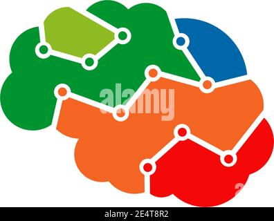 Modello vettoriale per la progettazione del logo dell'illustrazione cerebrale Illustrazione Vettoriale