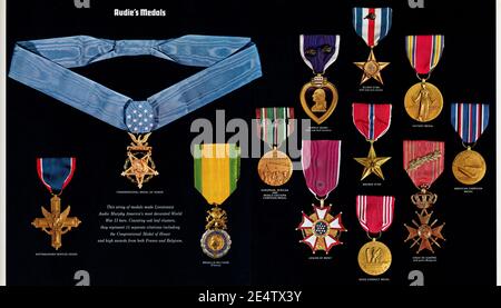 Audie Murphy fu il soldato statunitense più decorato della seconda guerra mondiale (compilation della rivista 'Life' degli anni '40) Foto Stock