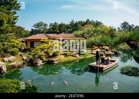 Ritsurin Park, giardino tradizionale giapponese a Takamatsu, Giappone Foto Stock