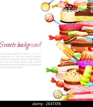 Sfondo dolce con biscotti di macaron per gelato a strati illustrazione vettoriale Illustrazione Vettoriale