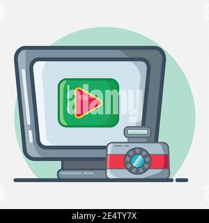 rappresentazione vettoriale del simbolo del videografo in stile piatto Illustrazione Vettoriale