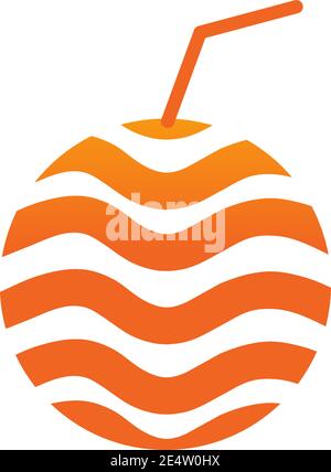 Modello vettoriale per il disegno del logo con l'icona della frutta arancione Illustrazione Vettoriale