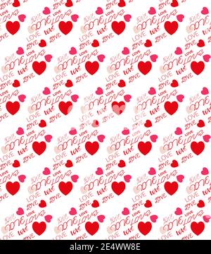 Amore cuori e messaggi di testo che ripetono il vettore patten
