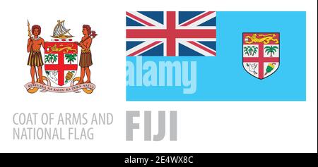 Insieme vettoriale dello stemma e della bandiera nazionale Delle Figi Illustrazione Vettoriale