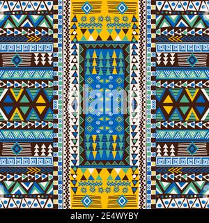 Doodle african pattern con motivi geometrici Illustrazione Vettoriale