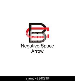 lettera bc freccia nascosta disegno colorato vettore logo Illustrazione Vettoriale