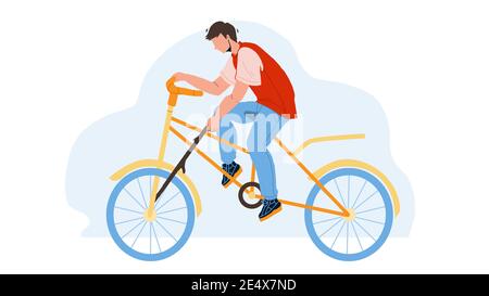 Stupidità Boy ha messo parlato in bicicletta ruota Vector Illustrazione Vettoriale