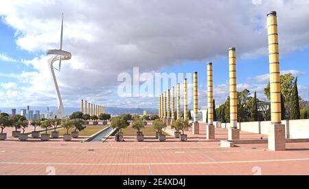 Torre delle telecomunicazioni a Barcellona Spagna Foto Stock