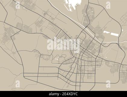 Mappa dettagliata dell'area amministrativa della città di Ashgabat. Illustrazione vettoriale priva di royalty. Panorama cittadino. Mappa turistica grafica decorativa di Ashgabat te Illustrazione Vettoriale