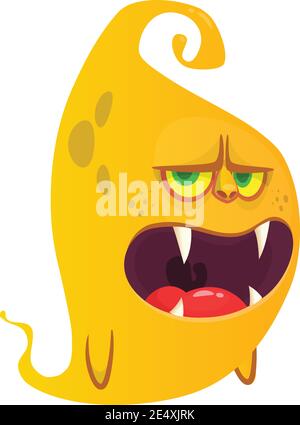 Mostro di cartoni animati arrabbiato urlando. Urlare l'espressione di mostro arrabbiato. Illustrazione vettoriale di Halloween Illustrazione Vettoriale