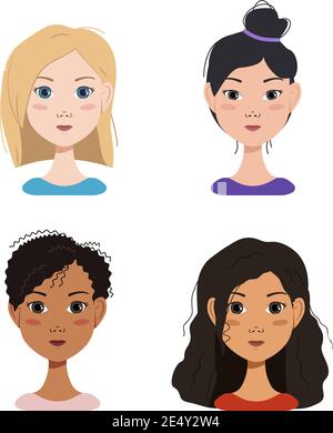 ragazze di nazionalità diversa Illustrazione Vettoriale