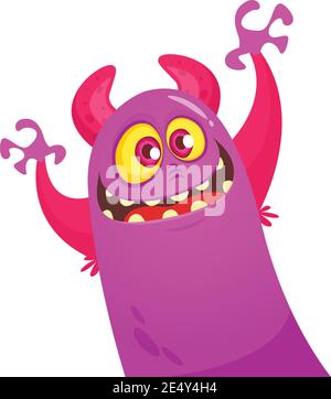 Mostro di cartoni animati. Illustrazione vettoriale di Halloween di mostro eccitato Illustrazione Vettoriale