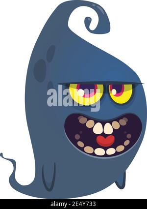 Mostro di cartoni animati arrabbiato urlando. Urlare l'espressione di mostro arrabbiato. Illustrazione vettoriale di Halloween Illustrazione Vettoriale