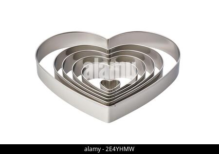 Set di tagliacinette a forma di cuore in acciaio inox, tagliatubi Foto Stock