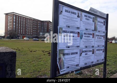 Brescia, Italia. 25 Gennaio 2021. Arresto del medico capo Carlo Mosca, ospedale di montichiari dove era capo del pronto soccorso 25 gennaio 2021. PH Fotolive Filippo Venezia Editorial Usage Only Credit: Independent Photo Agency/Alamy Live News Foto Stock