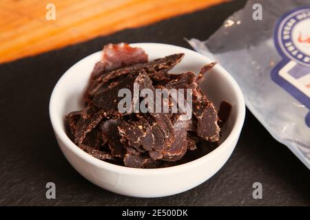I pacchetti Steak Detective, beef biltong Foto Stock