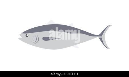 Vettore isolato Illustrazione di un pesce. Icona o illustrazione di pesce grigio Illustrazione Vettoriale