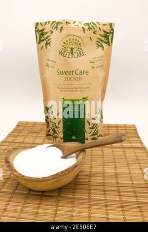 SweetCare zucchero cristallo, senza calorie zucchero di canna di ricambio Foto Stock