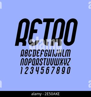 Carattere elegante, alfabeto alla moda, lettere vettoriali nere su sfondo a colori. Illustrazione Vettoriale