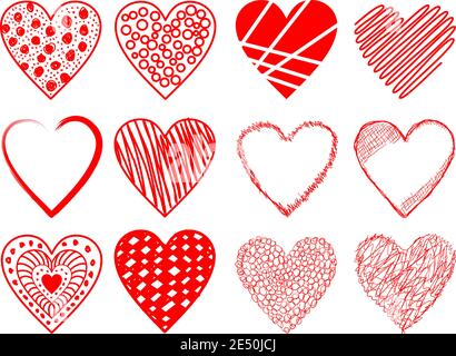Set di cuori per San Valentino. Clip art vettoriale per febbraio 14 Illustrazione Vettoriale