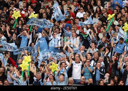 I fan di Cardiff durante la partita di rugby della Heineken Cup, quarto di finale, Tolosa vs Cardiff Blues a Tolosa, Francia, il 6 aprile 2008. Tolosa vinse il 41-17. Foto di Alex/Cameleon/ABACAPRESS.COM Foto Stock