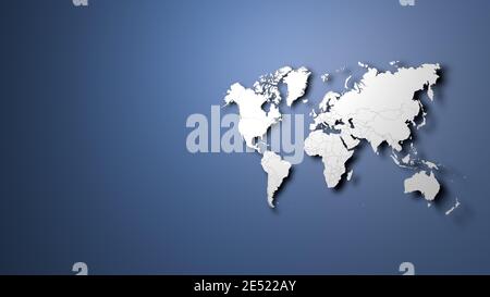 Mappa del mondo su sfondo blu banner Foto Stock