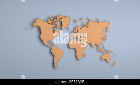 Mappa Orange World su sfondo grigio Foto Stock