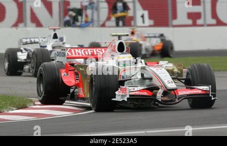 Giancarlo Fisichella guida per Force India durante la sessione di prove libere per il Gran Premio canadese di Formula uno sul circuito di Gilles Villeneuve a Montreal, Quebec, il 6 giugno 2008. Foto di Charles Guerin/Cameleon/ABACAPRESS.COM Foto Stock